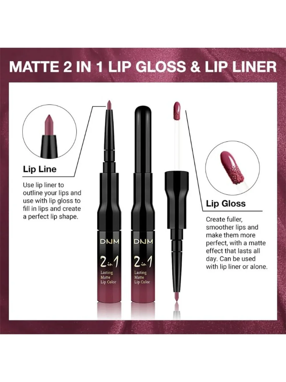 28#-Rose Plum 2-in-1 Waterproof Long Lasting Double-Ended Matte Liquid Lipstick